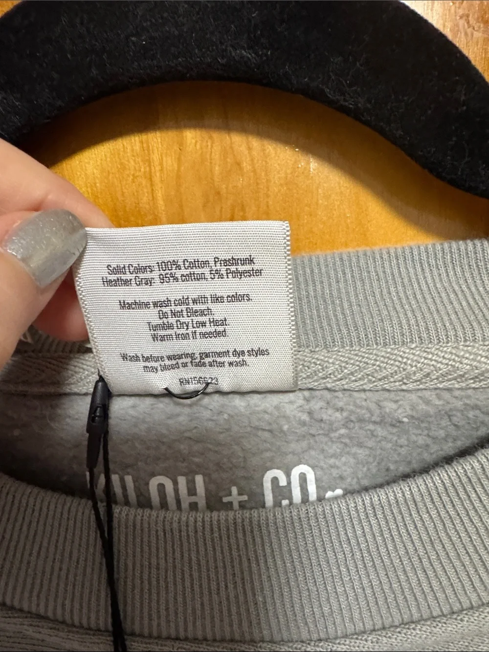 Grey 'Detroit' Embroidered Crewneck Sweatshirt with Blue Script - Picture 9 of 9